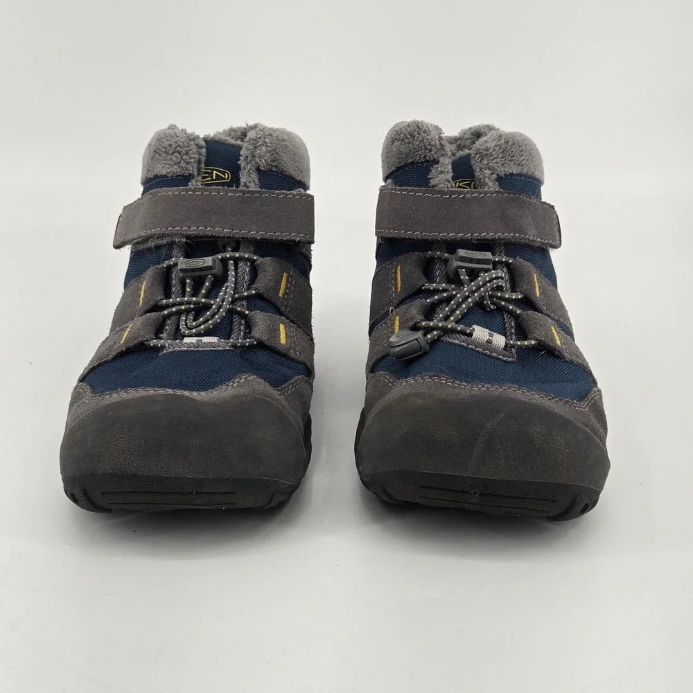 KEEN Kids Knotch Chukka Insulated Winter Snow Boots Navy Grey Size 2 Toddler EUC